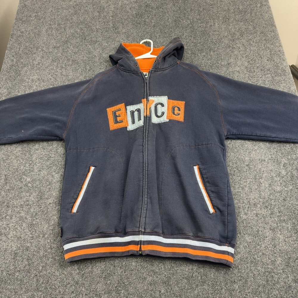 Vintage Enyce Full Zip Hoodie Mens M Navy Cotton Blend Embroidered Streetwear